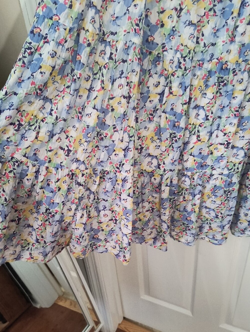 Chaps Blue Floral Tiered Maxi Skirt - Picture 2 of 5